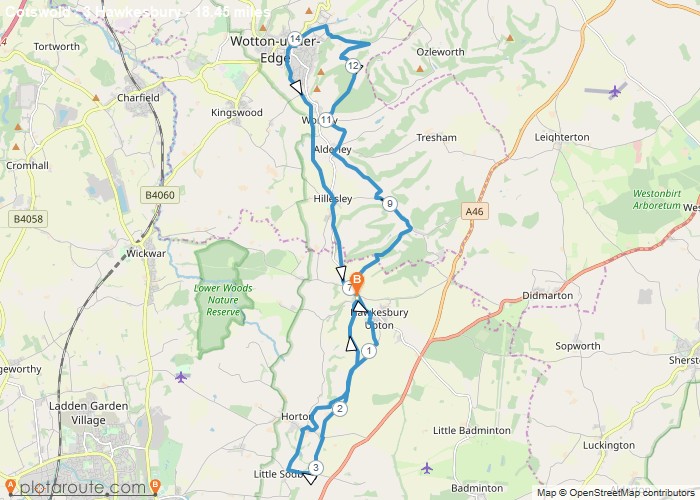 Map - Hawkesbury via Little Soubury and Wotton-under-Edge